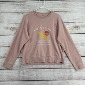 Faherty Beach Organic Cotton Reverse Fleece Sweatshirt Womens Large Pink